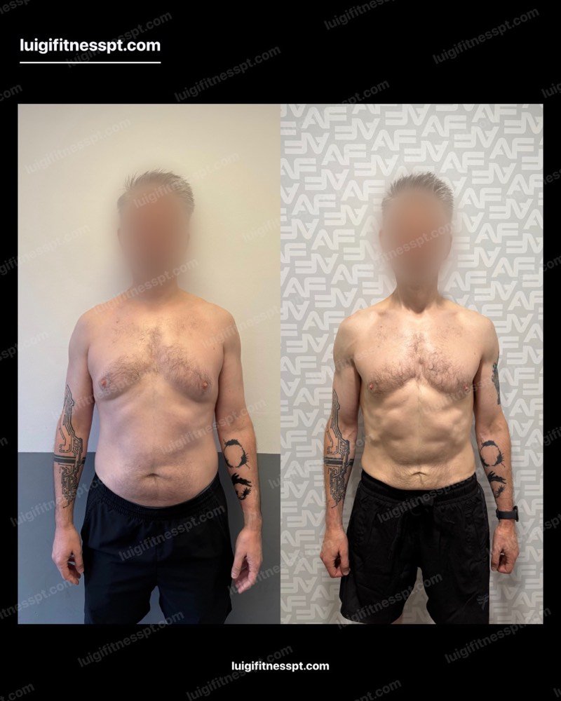 Client before and after body transformation with London PT Luigi Fitness, Tulse Hill